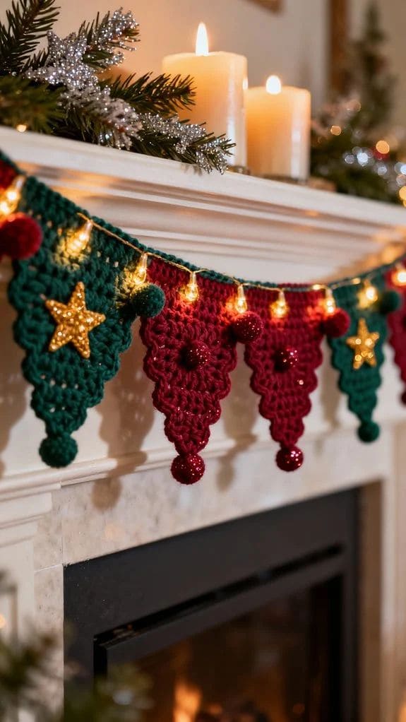 Cozy Holiday Crochet Fireplace Banner