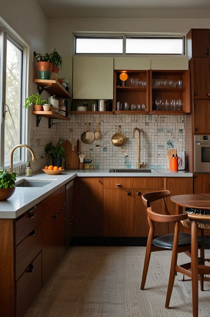 Cozy Walnut Mosaic Kitchen