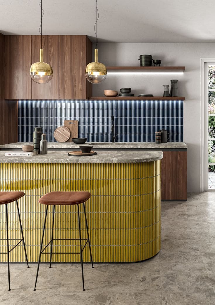 Curved Yellow Tile Island