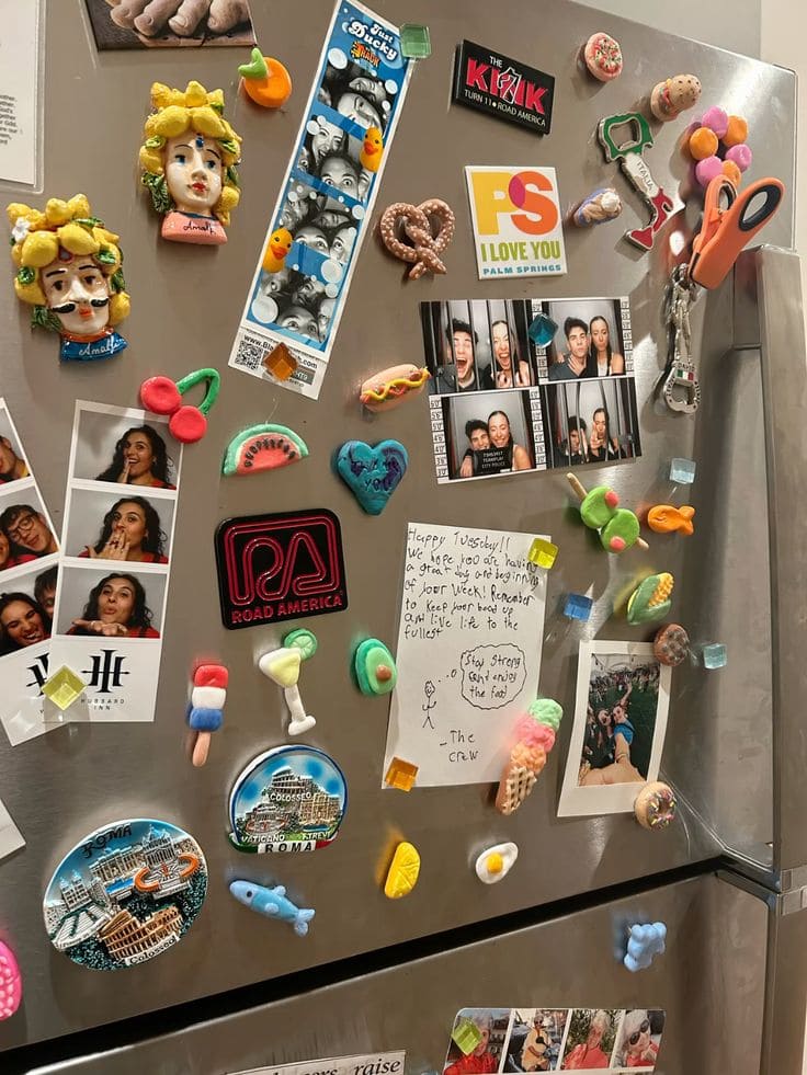 Eclectic Fridge Memory Wall