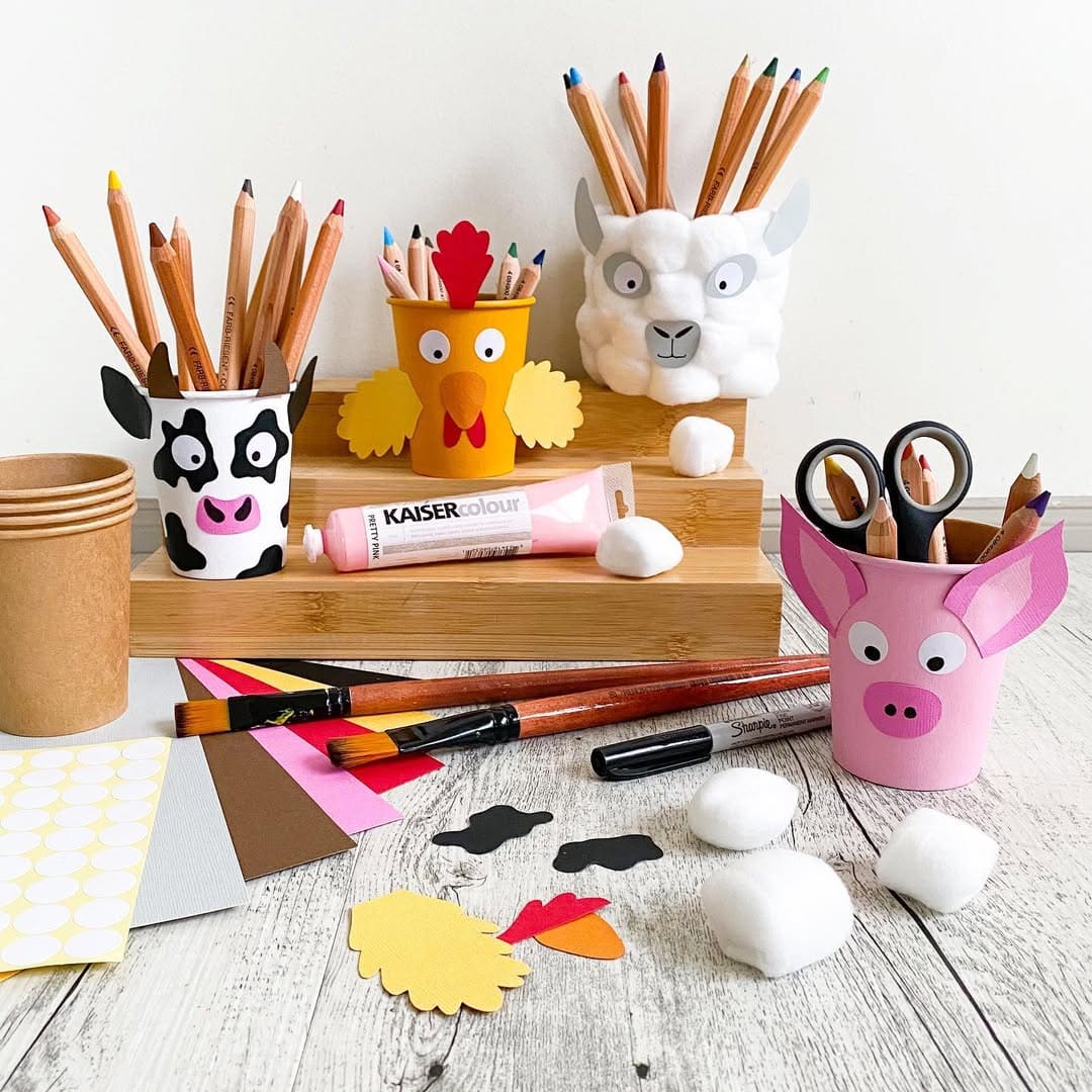Farm-Animal Pencil Cup Set
