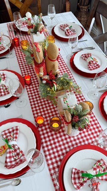 Gingerbread Gingham Holiday Table