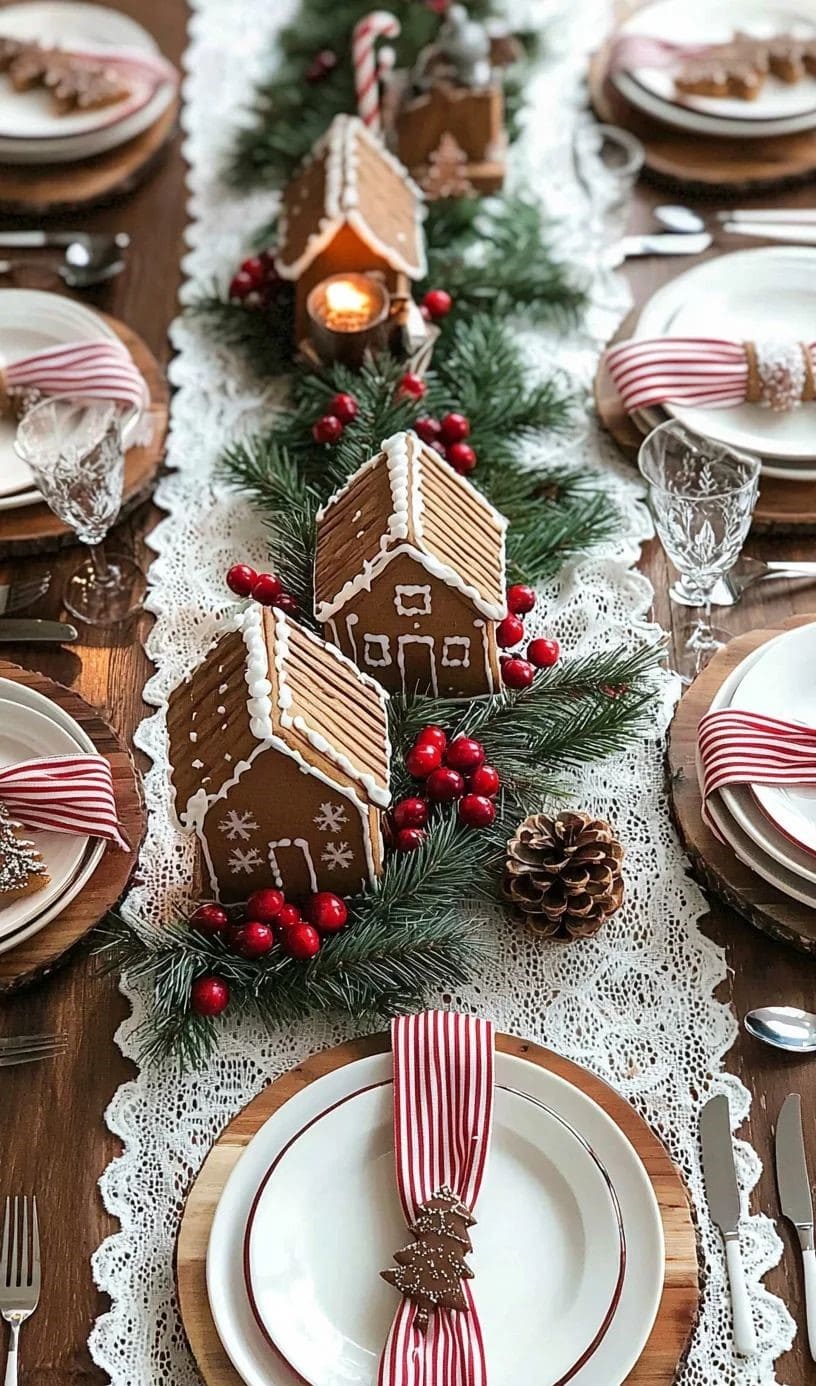 Gingerbread Village Table Runner