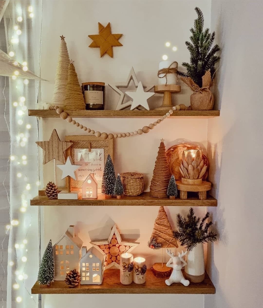 Neutral Glow Christmas Shelf