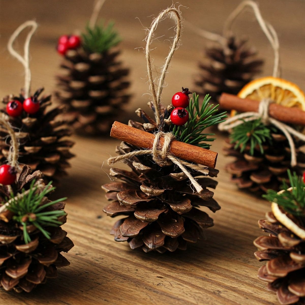 Pinecone Cinnamon Charm Ornaments