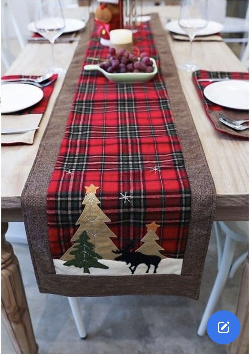 Quilted Woodland Plaid Table Runner