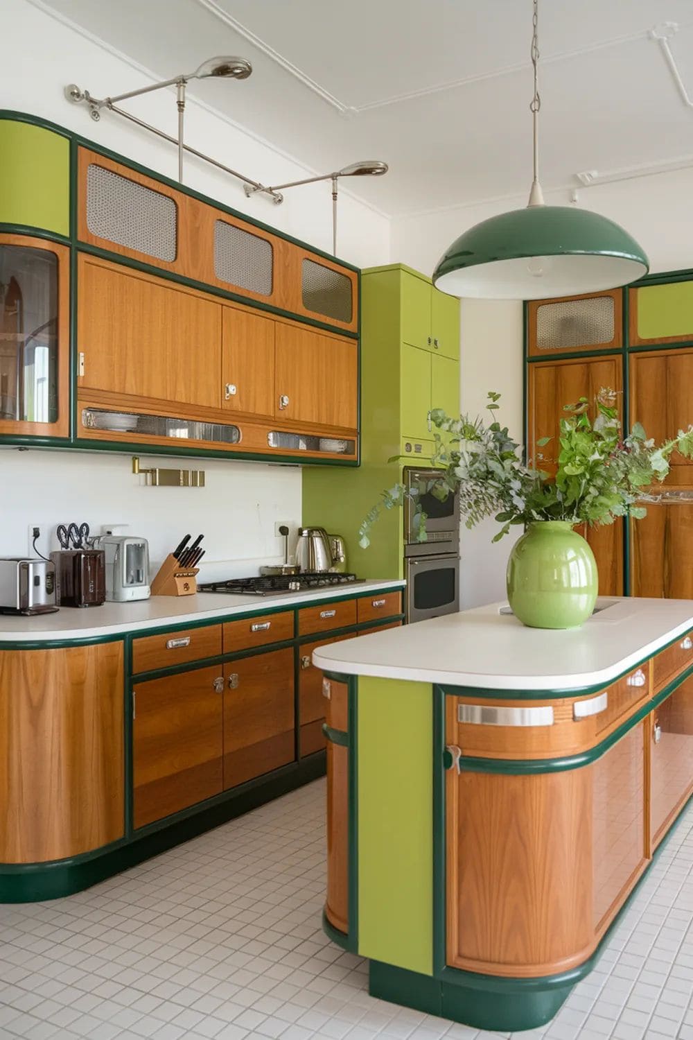 Retro Green Streamline Kitchen