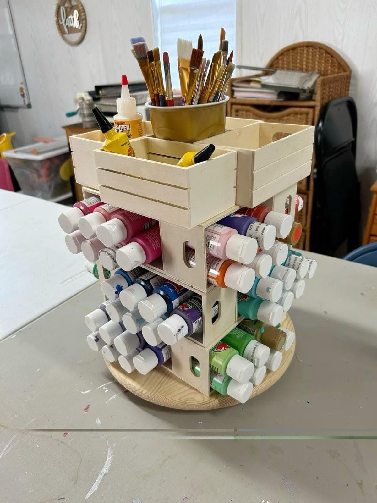 Rotating Paint Tower Organizer