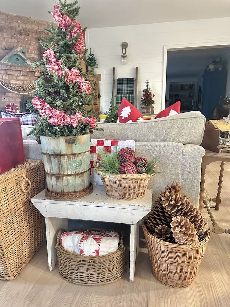 Rustic Christmas Basket Corner