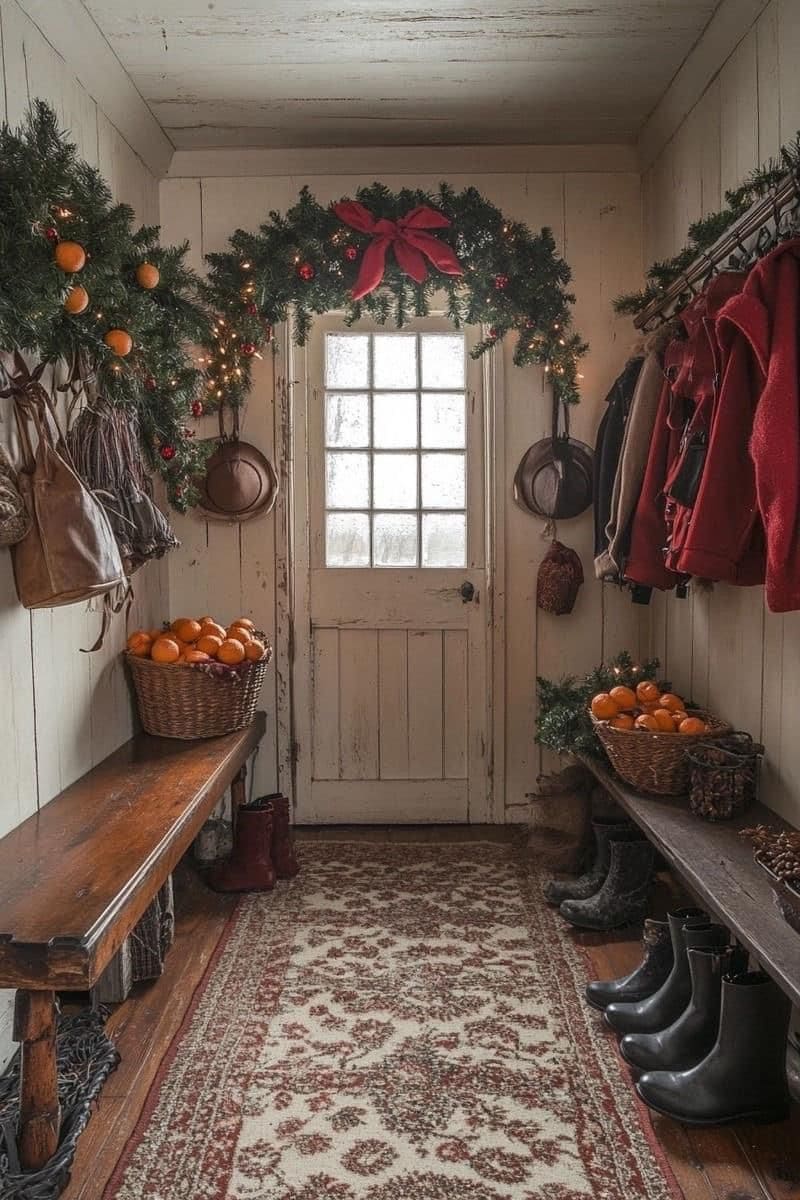 Rustic Christmas Mudroom