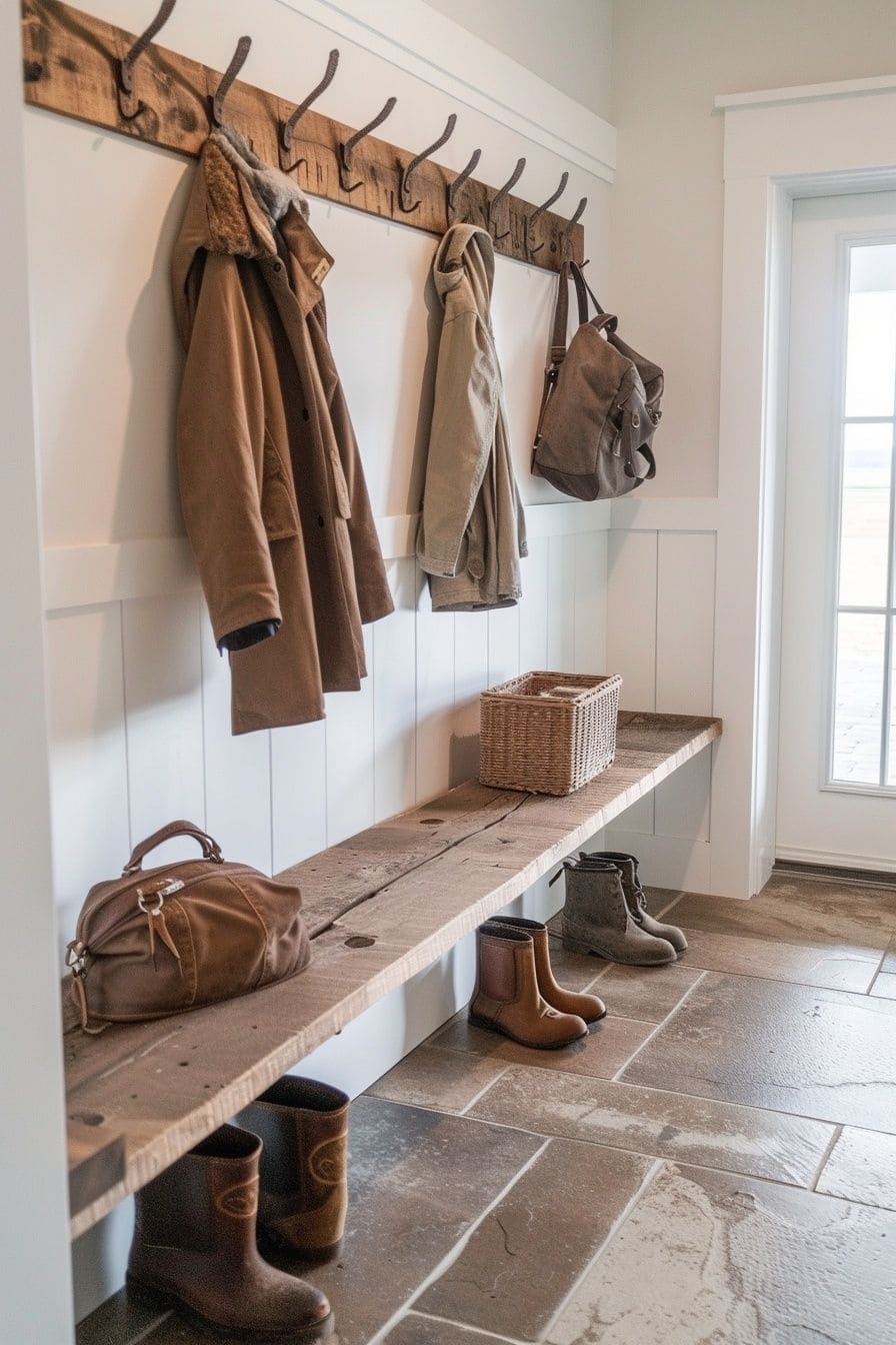 Rustic Farmhouse Mudroom Nook