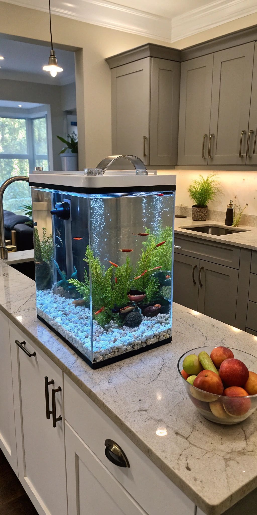 Sleek Kitchen Aquarium