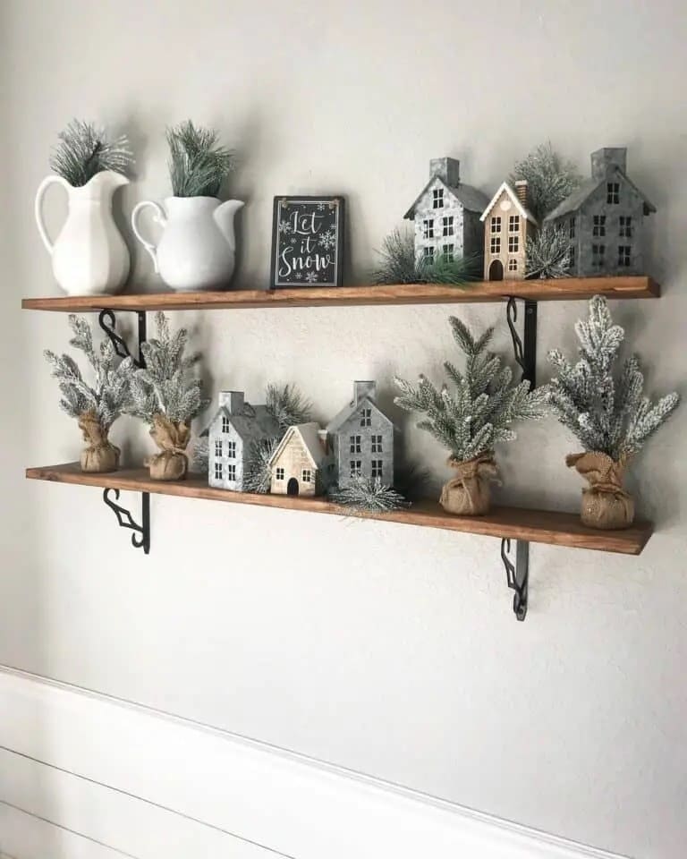 Snowy Village Christmas Shelf