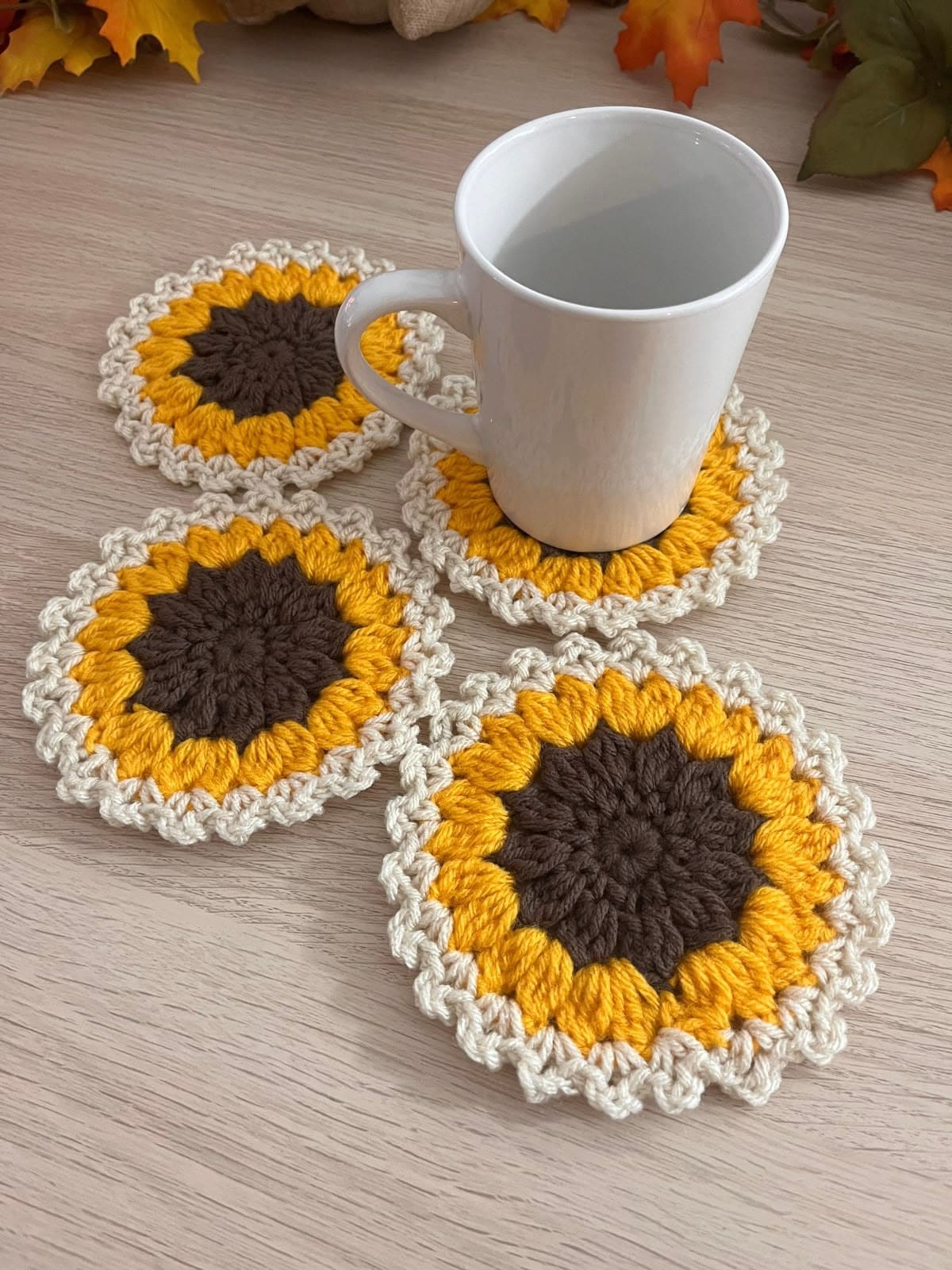 Sunshine Bloom Crochet Coasters