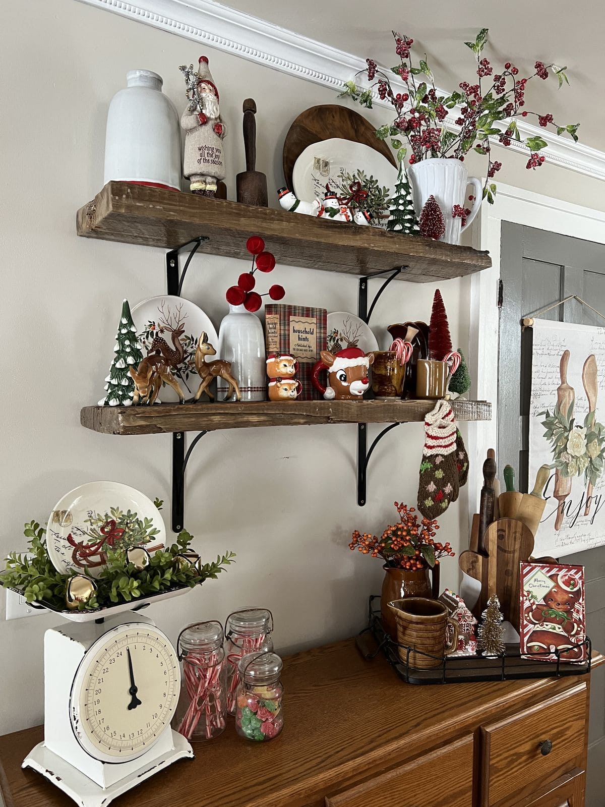 Vintage Christmas Kitchen Shelf Charm