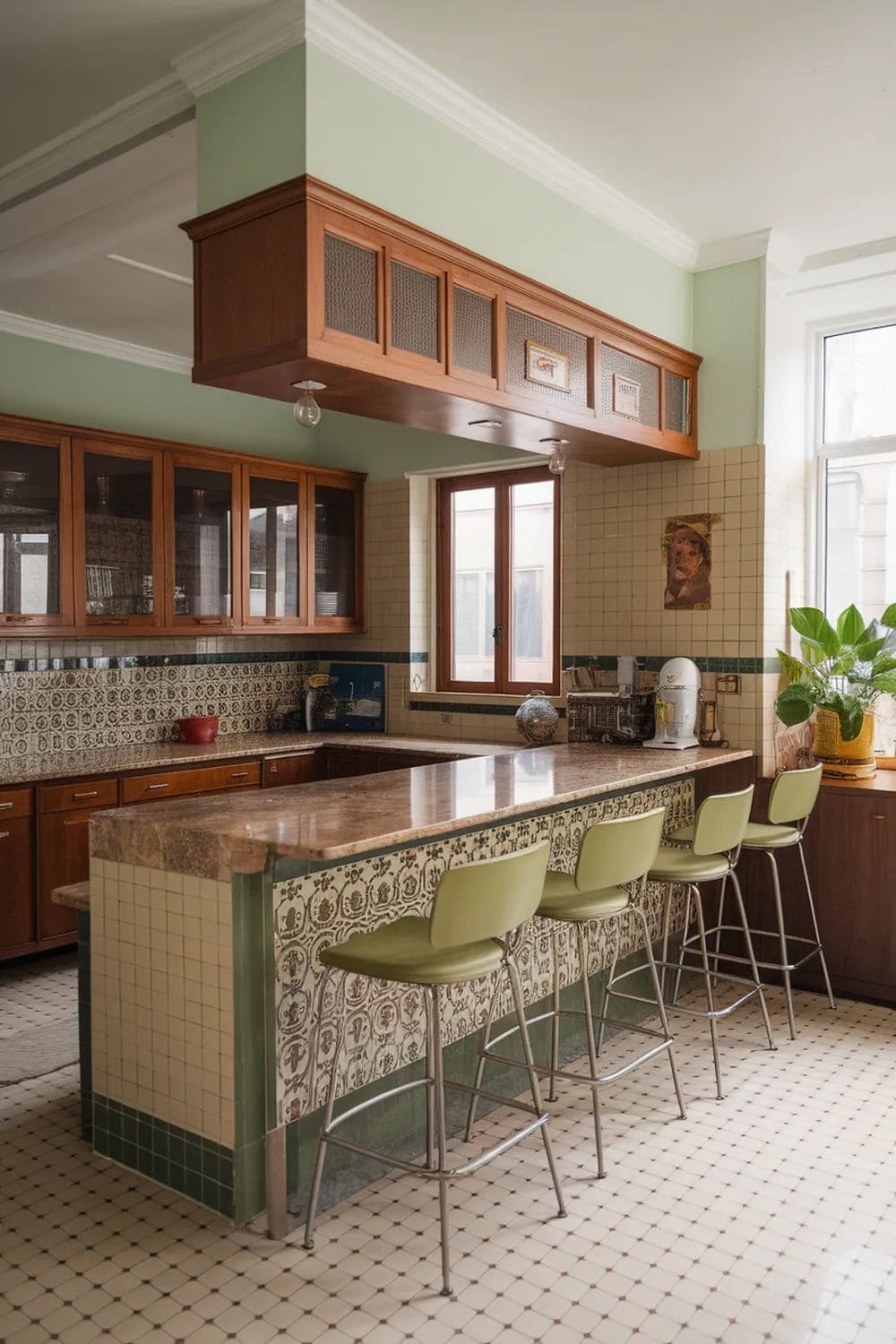 Vintage Mint Tile Kitchen