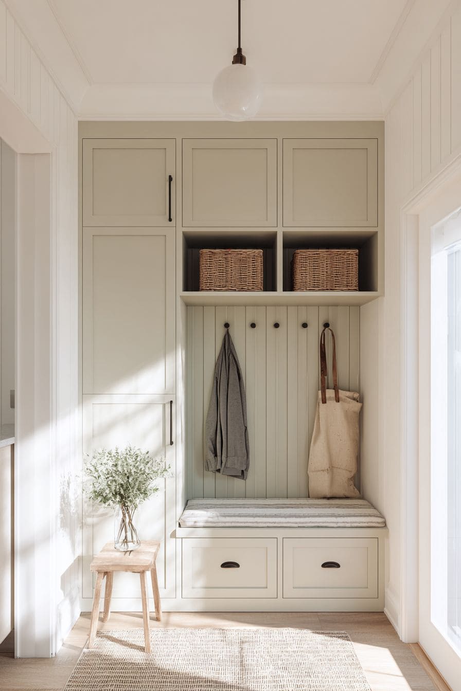 Warm Minimalist Mudroom Retreat