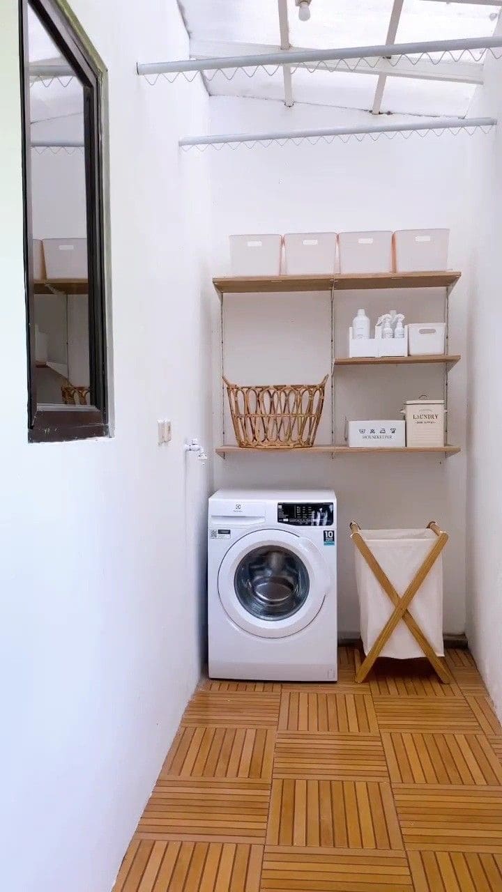 Clean Minimal Laundry Corner