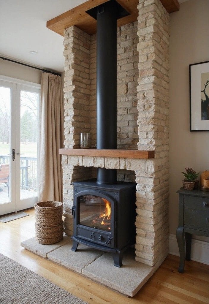 Contemporary Stone-Built Wood-Burning Stove