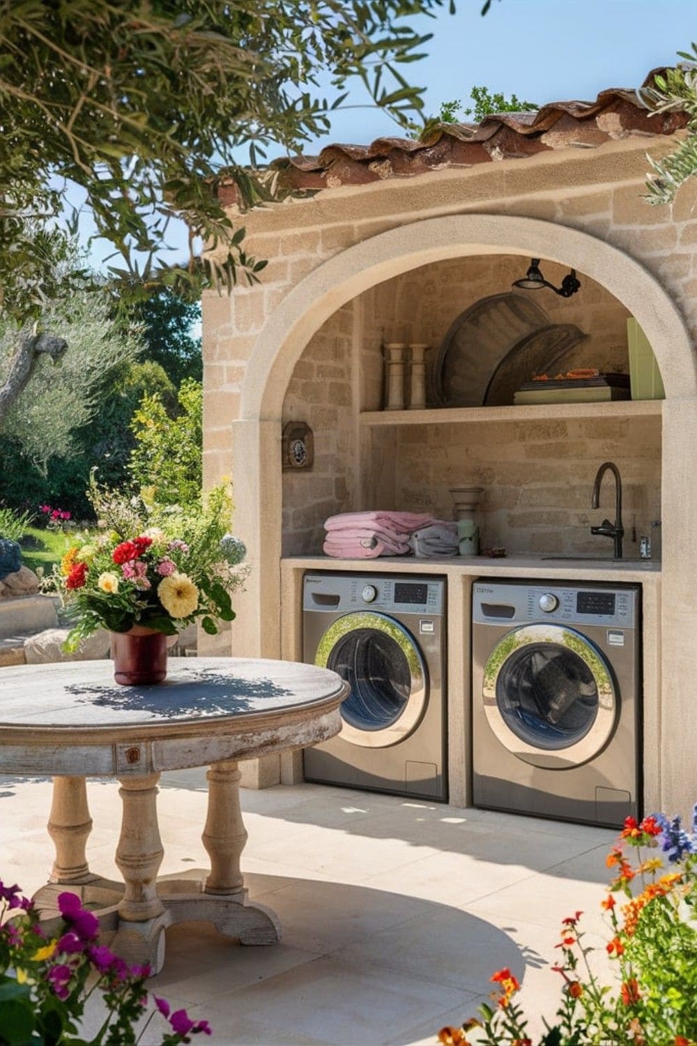 Mediterranean Courtyard Washhouse