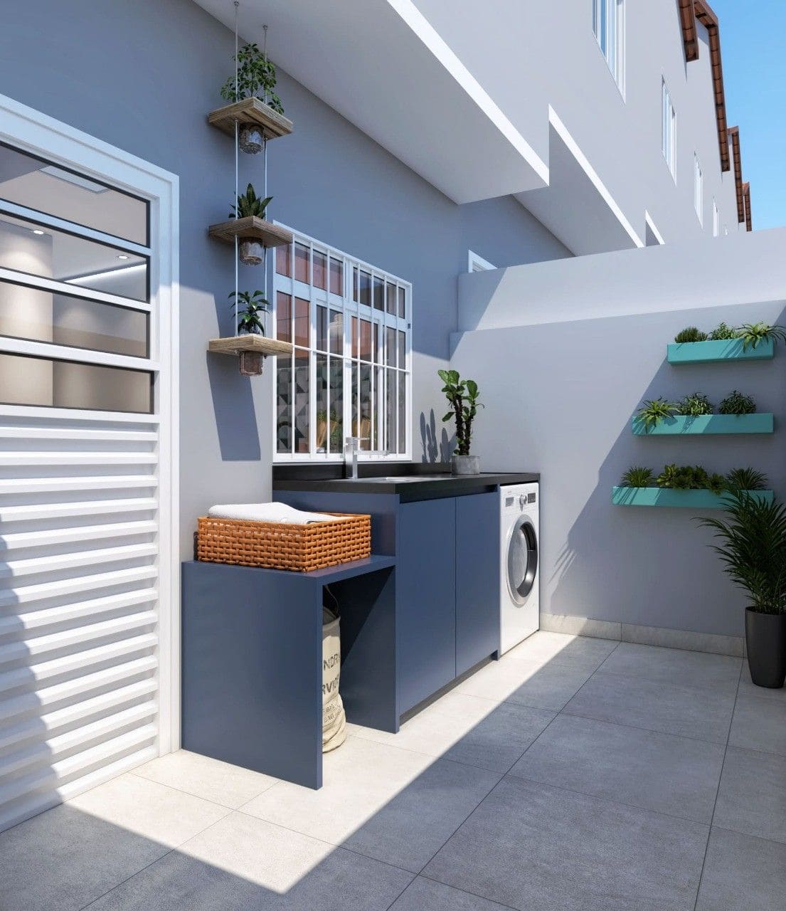 Modern Courtyard Laundry Nook
