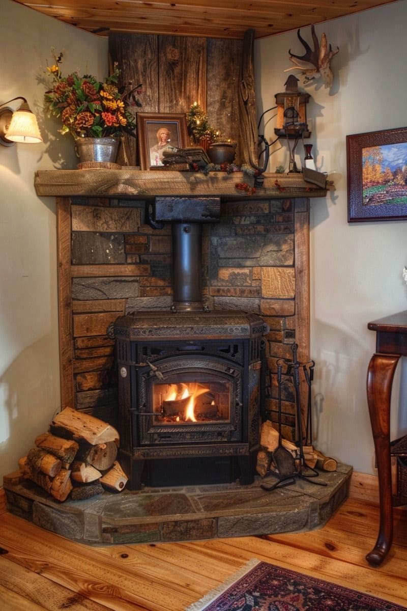 Rustic Wood-Burning Stove
