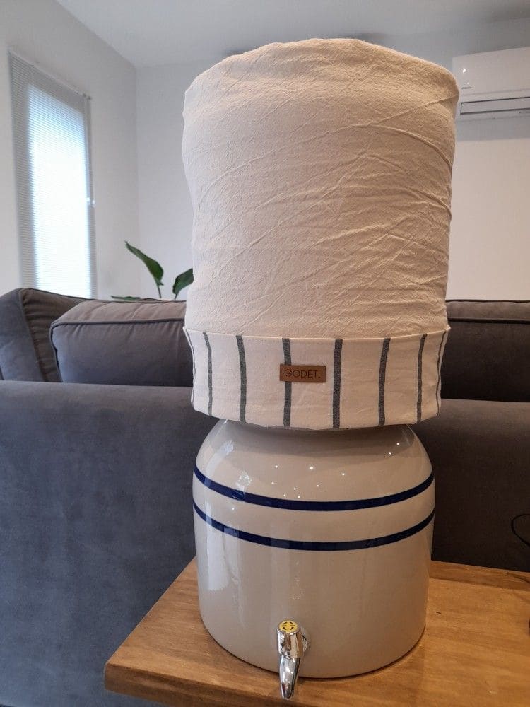 Striped Fabric-Wrapped Crock Filter