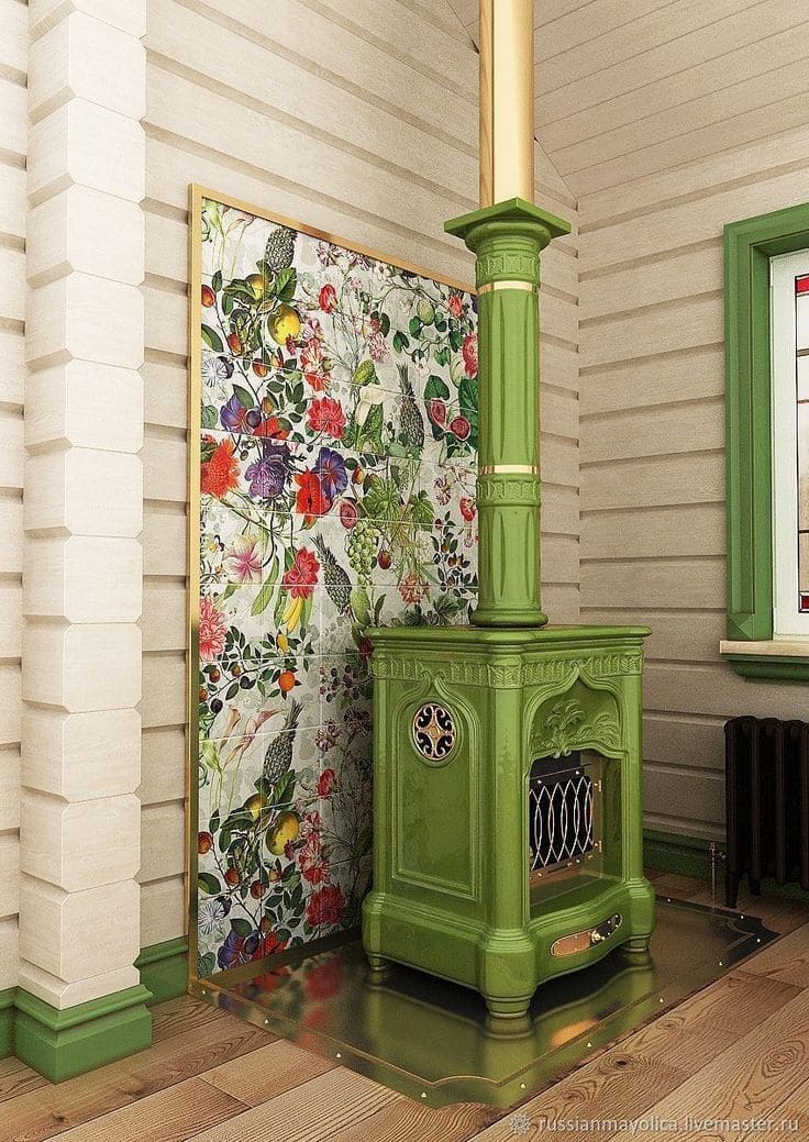 Vintage Green Wood-Burning Stove