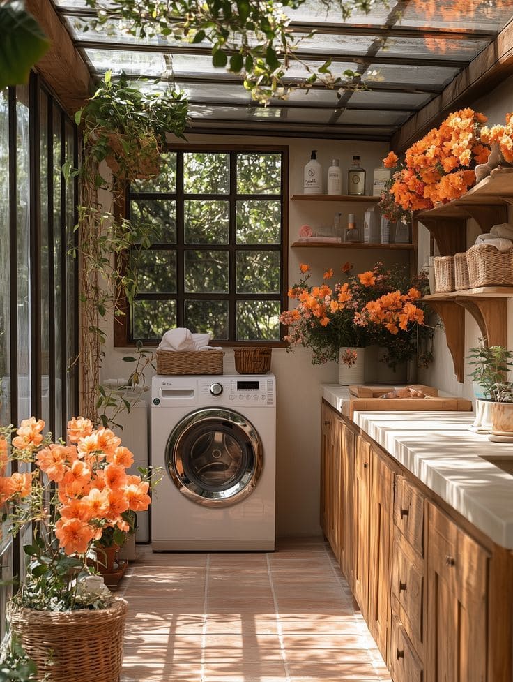 Warm Rustic Garden Laundry Room