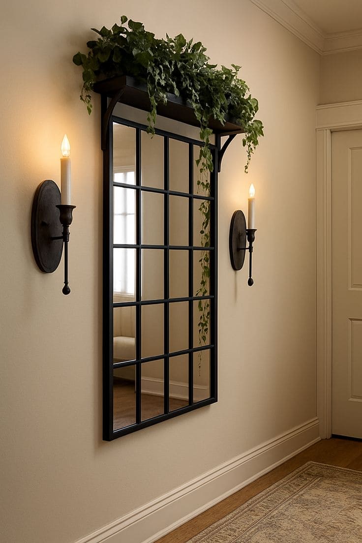 Charming Black Framed Entryway Mirror