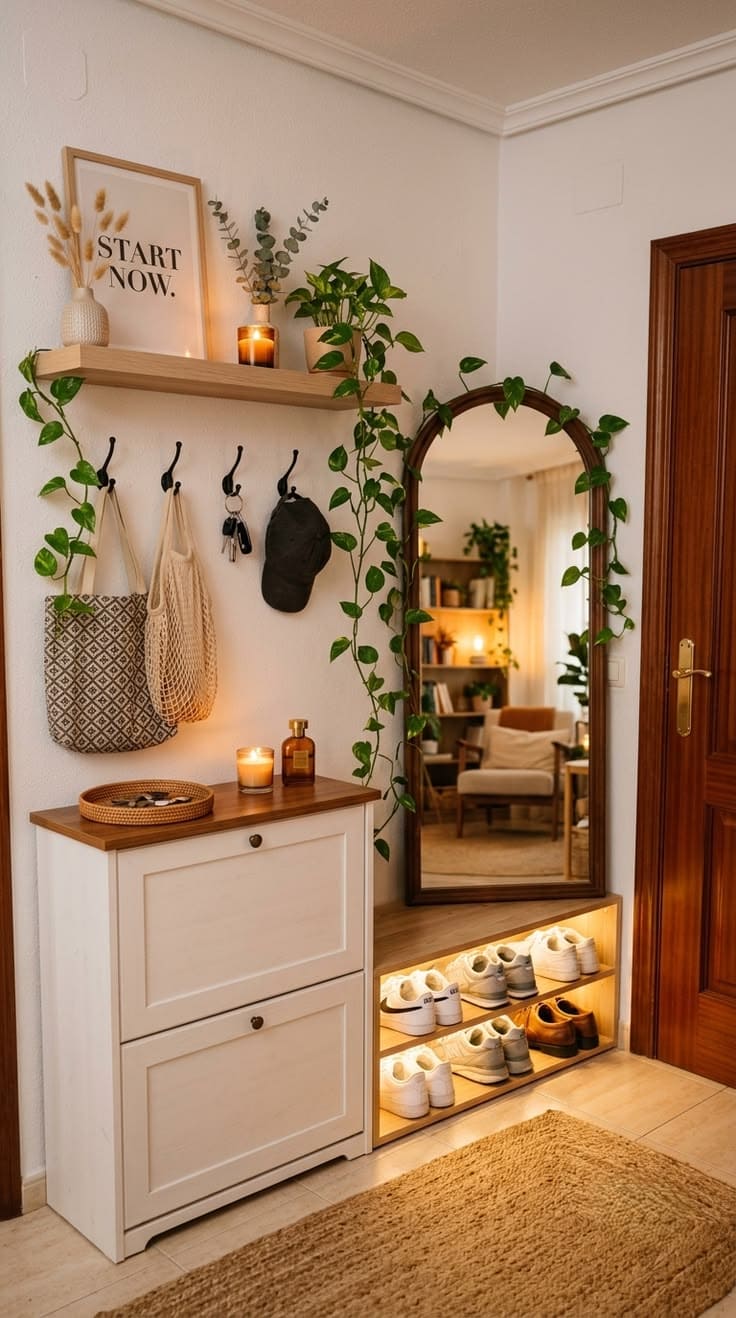 Cozy Entryway Corner With Shoe Cabinet