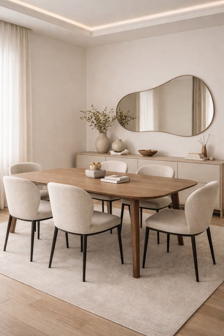 Elegant Neutral Minimalist Dining Room Design