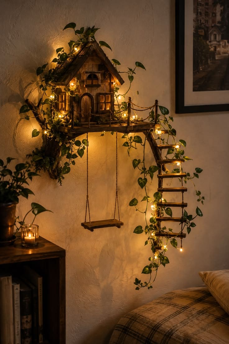 Enchanted Miniature Fairy Treehouse Wall Decor