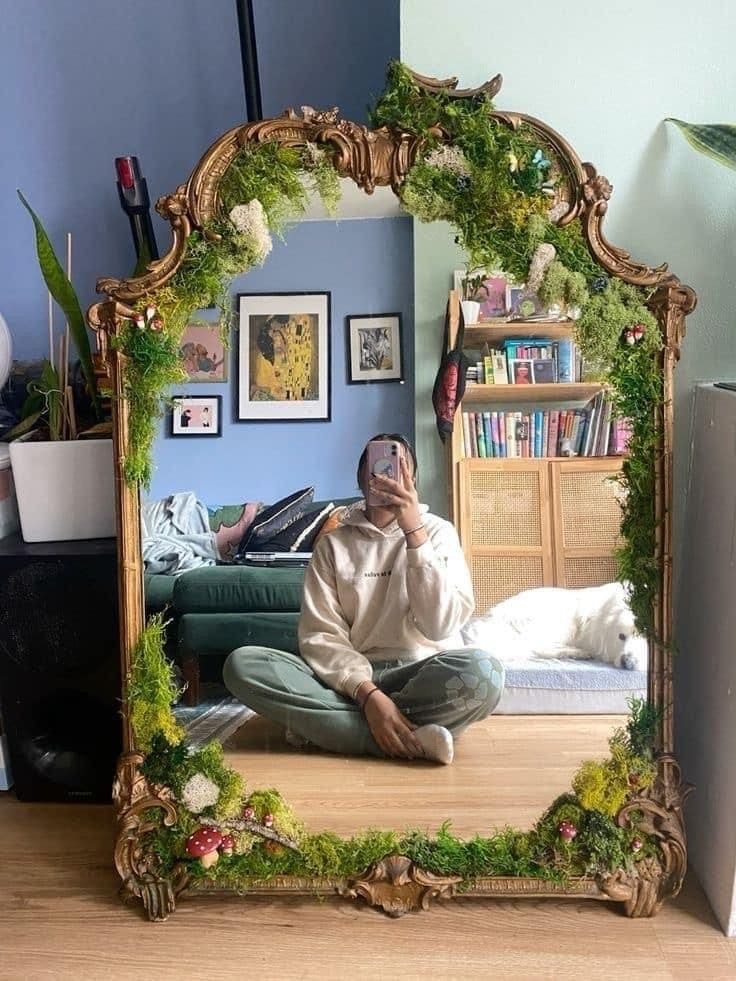 Magical Moss Covered Vintage Woodland Mirror