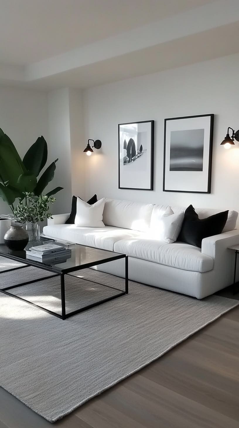 Modern Black and White Minimalist Living