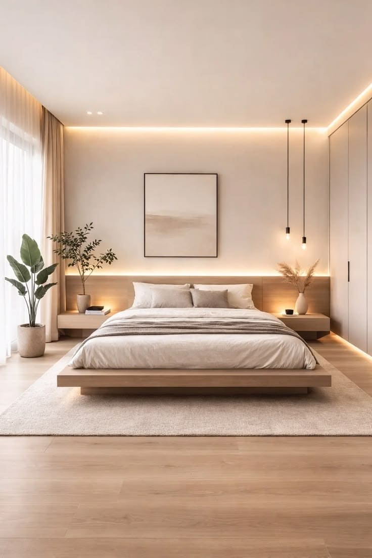 Serene Minimalist Bedroom With Floating Bed