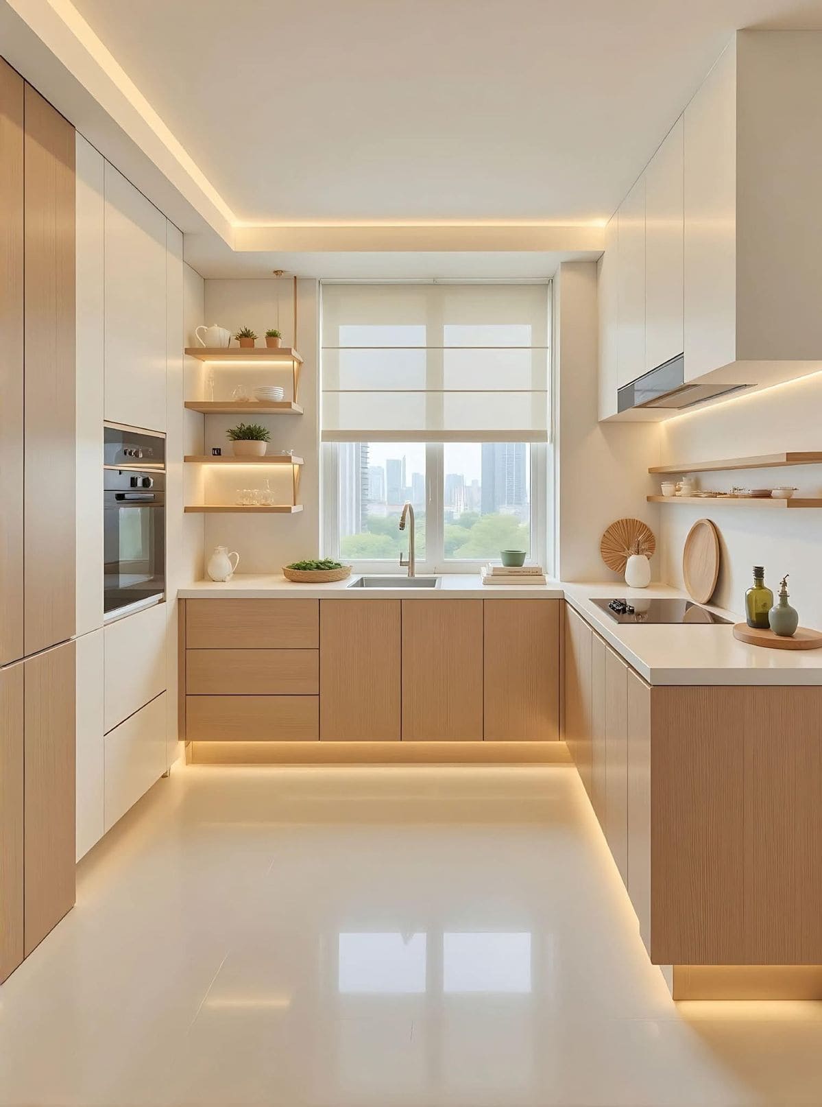 Sleek Minimalist Kitchen With Natural Wood