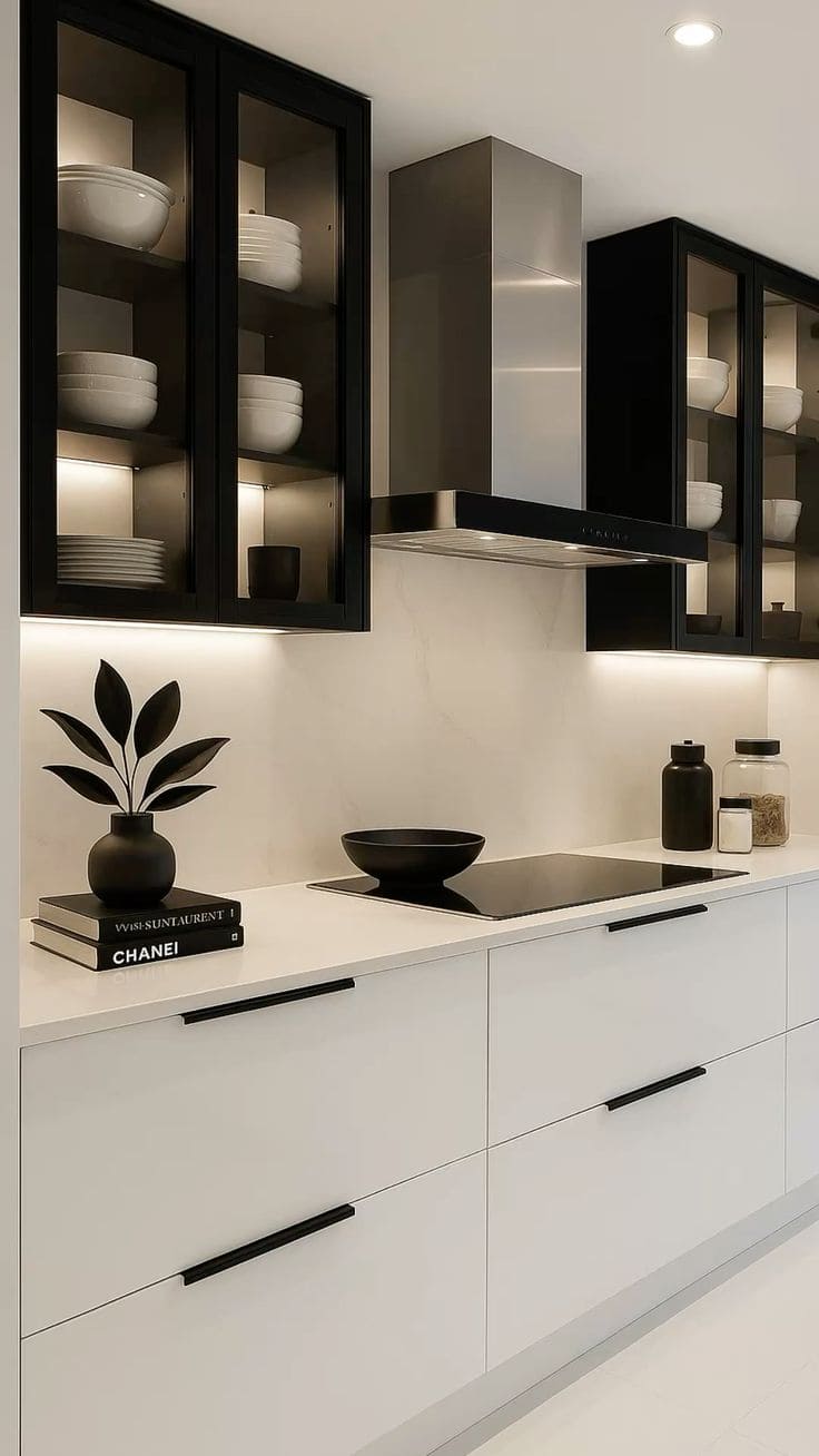 Sophisticated Black and White Kitchen