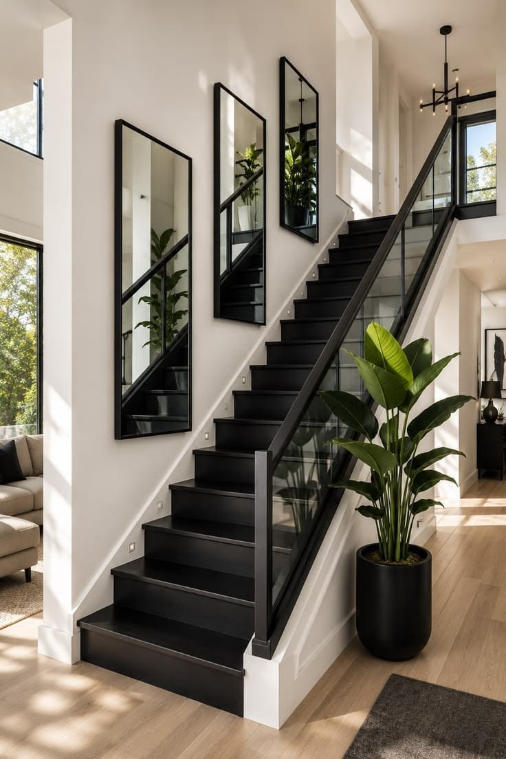 Striking Black and White Staircase Design