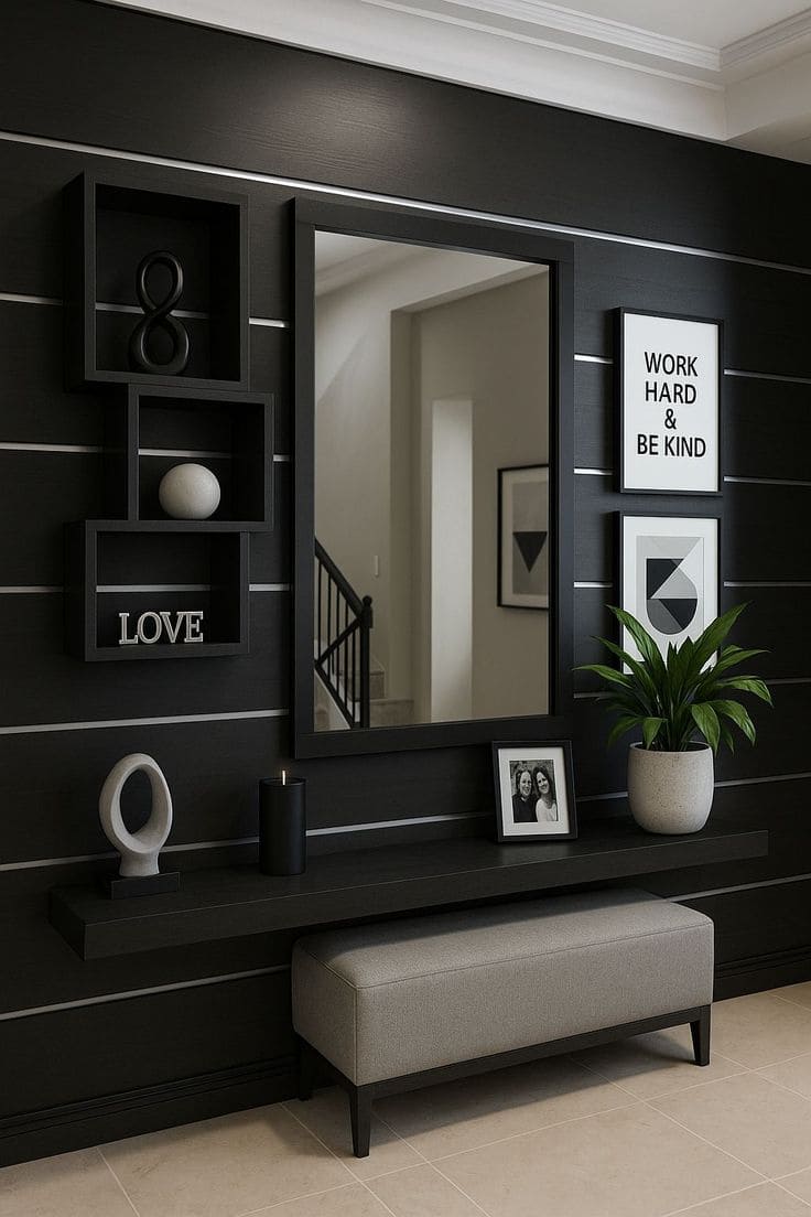 Stylish Black Accent Wall Entryway