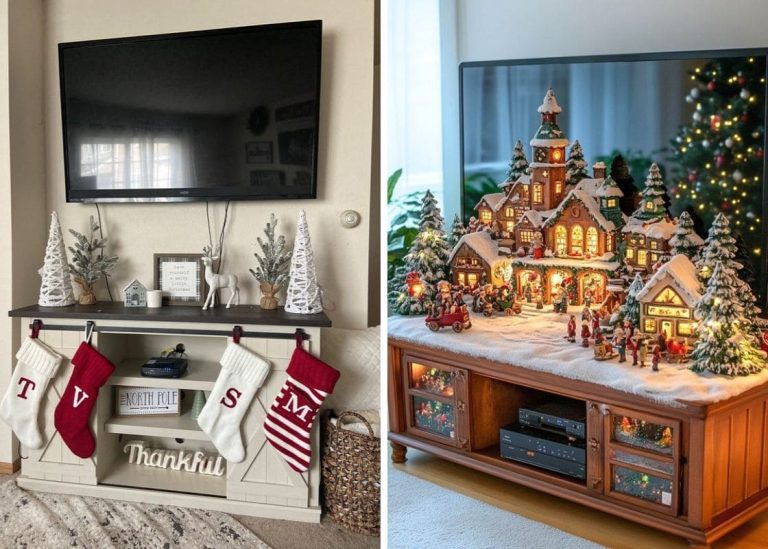22 Cozy Christmas TV Stand Decorations for a Holiday-Ready Home